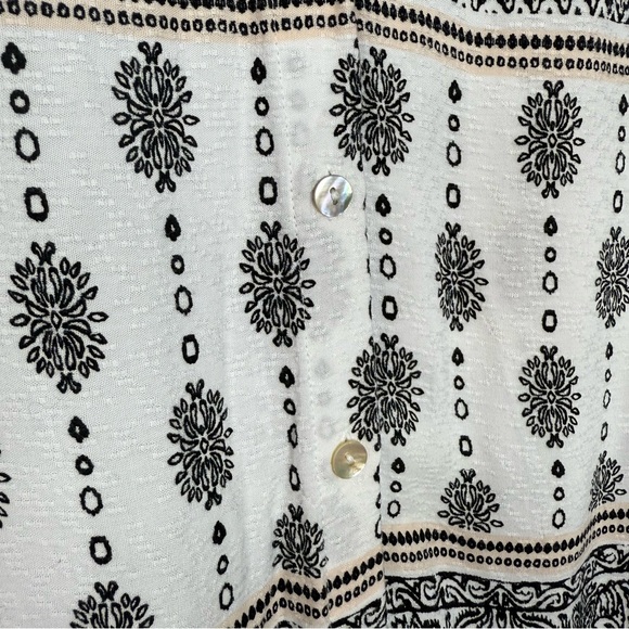 Chico’s Tunic Damask Abalone Shell Button Long Sleeve Women's Top Sz 0 Small - Picture 6 of 14